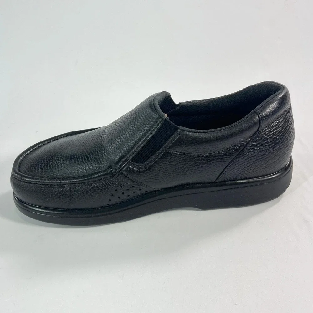 SAS Side Gore Slip-On Loafers Men's Size 9 Wide Black Pebbled Leather Comfort